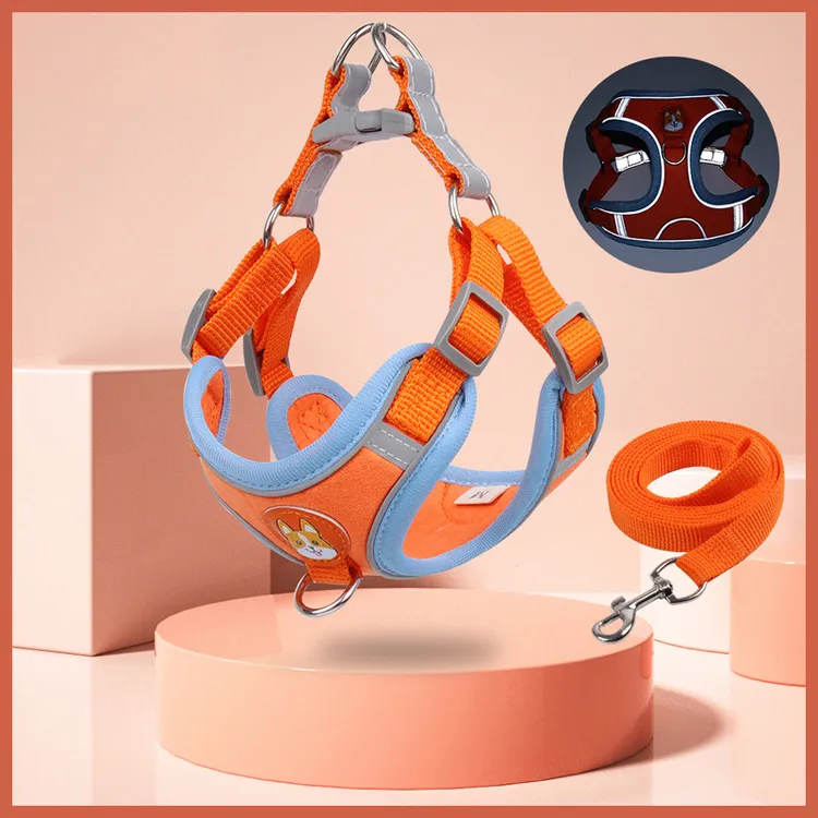 背心式狗狗牵引绳小型犬泰迪比熊博背带小狗幼犬遛狗绳狗链子商品图