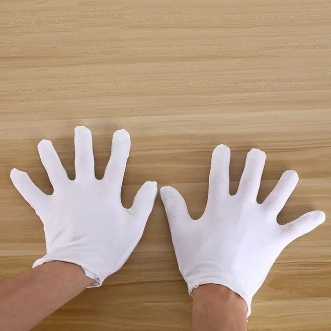 白手套薄款工作礼仪文玩劳保耐磨防滑防护作业加厚尼龙线手套白色