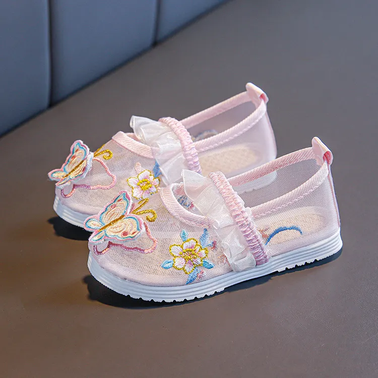 儿童绣花鞋中国风古装汉服鞋子女童新中式马面裙童鞋宝宝网鞋5265