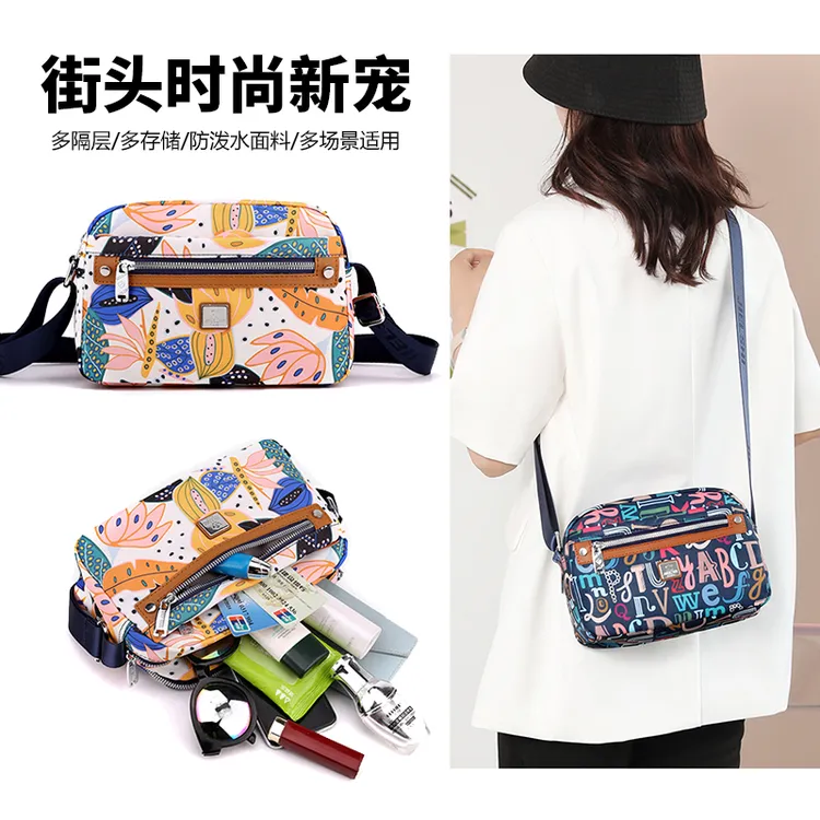 （H6-16）中年女士包牛津布小巧旅行包多层大容量休闲小包斜挎包