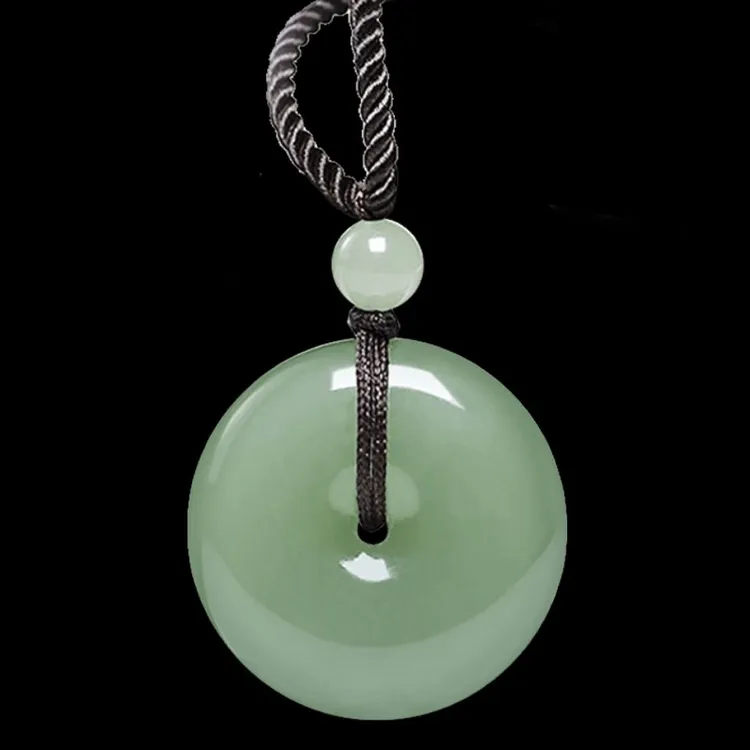 【终身质保】天然平安和田玉扣湖水绿青绿色玉扣子女上等玉平安扣