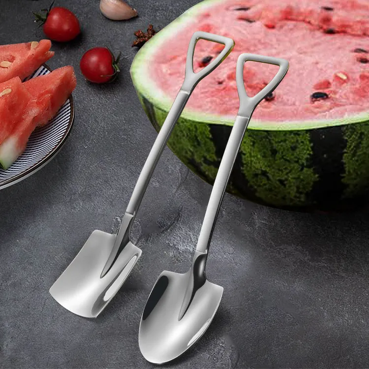 304不锈钢铁锹勺子水果挖勺家用铲冰淇淋勺饭勺吃西瓜勺甜品调羹