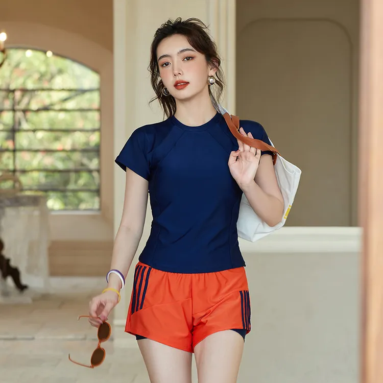 艾沫薇大码泳衣女胖mm游泳衣显瘦平角裤带胸垫遮肉黑色分体式游泳