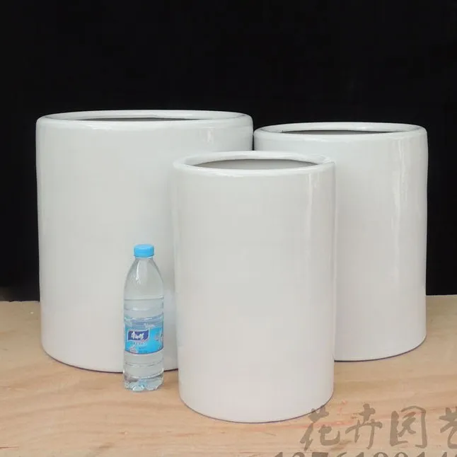 白色直筒陶瓷花盆特大号简约圆柱直筒客厅仙人柱琴叶榕直筒大花盆