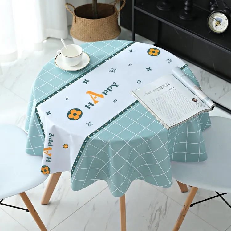 圆桌桌布防水防烫防油免洗ins圆形正方形pvc茶几餐桌布布艺桌台布
