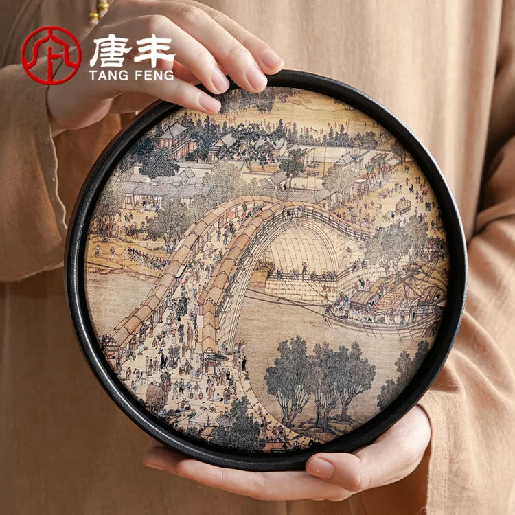 【唐丰】吸水干泡盘壶承陶瓷干泡茶盘复古国潮圆形干泡台茶壶垫茶盘