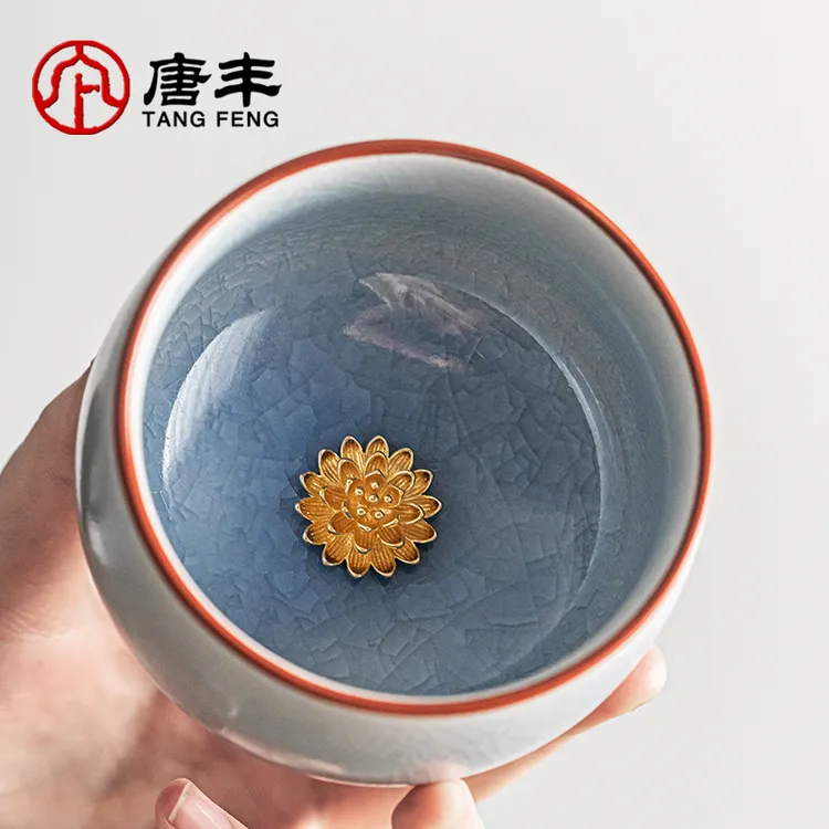 唐丰汝窑主人杯家用个人喝茶杯大号品茗杯陶瓷功夫茶盏开片可养s