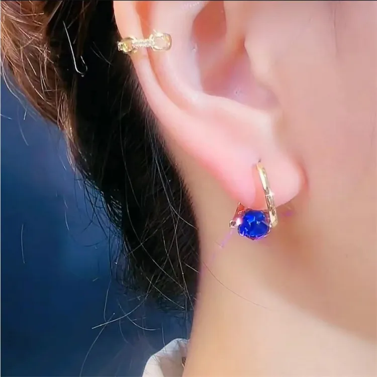 铜合金耳饰 耳扣耳圈网红耳饰品百搭小众设计闪亮锆石4050岁耳环