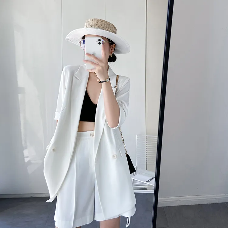 西装外套女2025夏装新款韩版时尚气质显瘦短裤薄款垂感两件套装