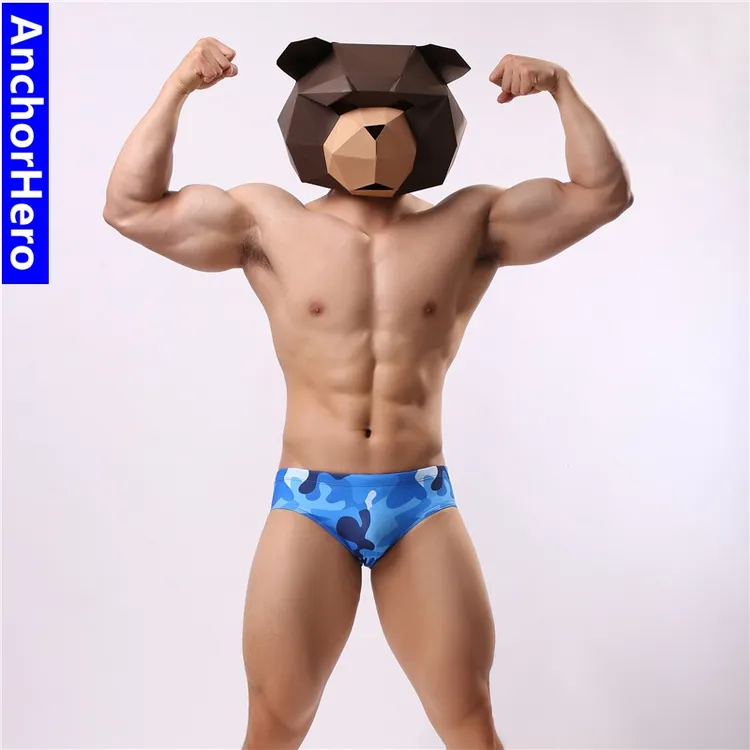 宽边海锚君泳裤男三角时尚迷彩防水低腰性感激凸韩紧身沙滩海军风