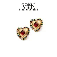 VINCENT&KARINA 铜合金耳饰 【李一桐同款】中古爱心彩锆重工耳环