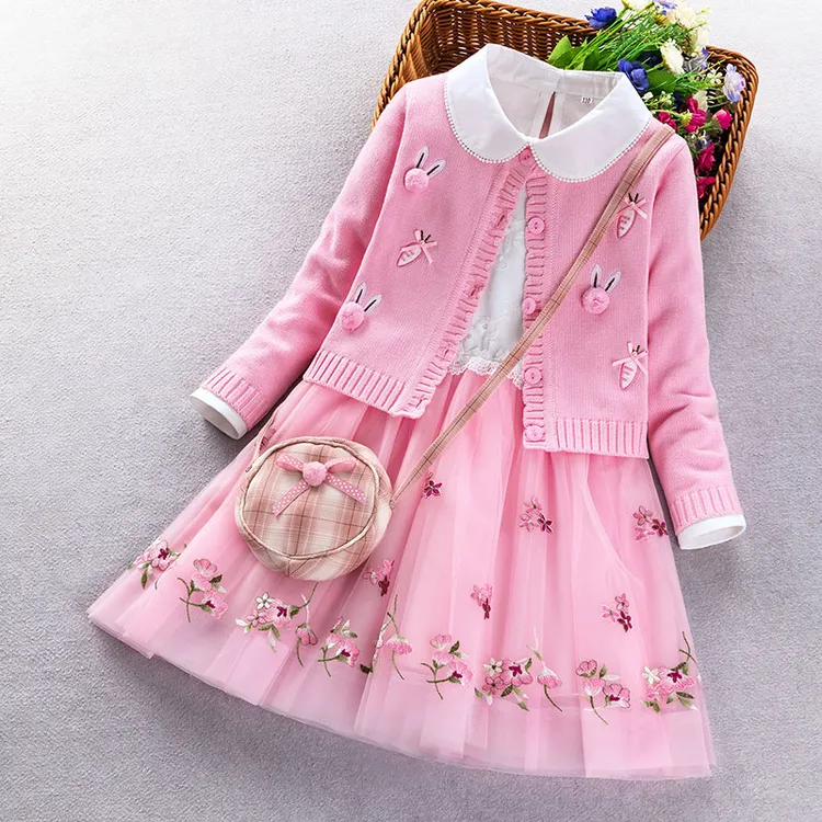 女童裙子2025春秋新款宝宝洋气韩版两件套裙儿童女孩公主裙套装