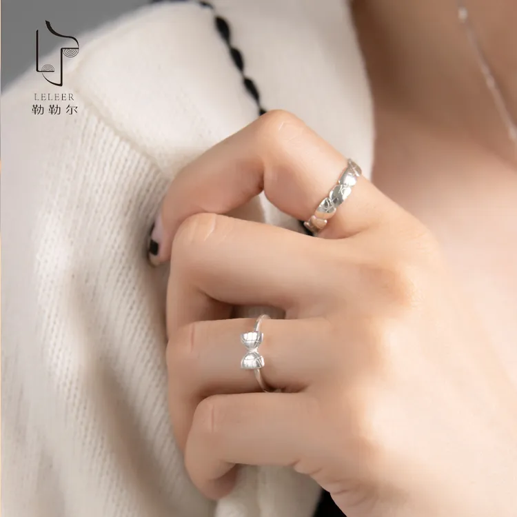 925银戒指 勒勒尔蒙古包元素简约素圈戒指时尚情侣活口银色小众