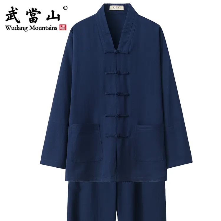 武當山服饰春夏秋传统规制三清领男女新款三宝领飘逸练功服居士服