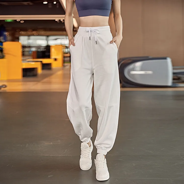 DCW运动裤女宽松显瘦休闲跑步训练健身裤卫裤束脚高腰瑜伽长裤夏