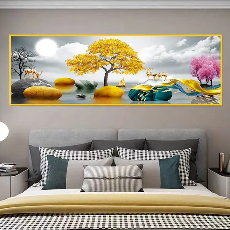 卧室床头自粘贴画房间背景壁画现代简约主卧装饰画北欧酒店宾馆画