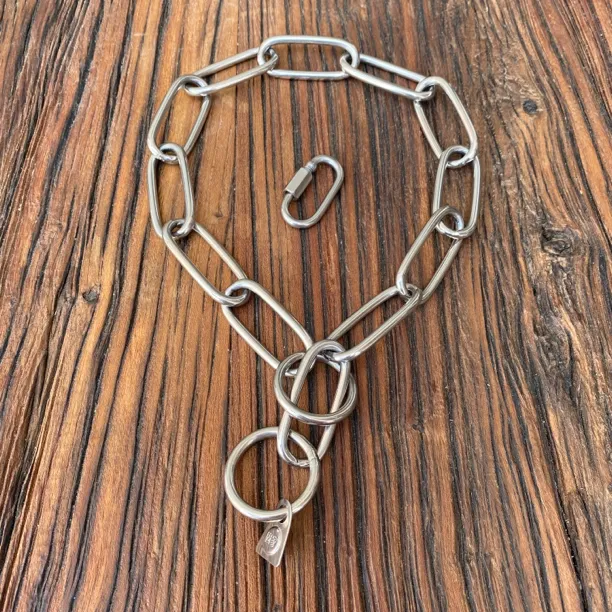 大方目4.0线径狗狗不锈钢p链中大型犬德牧专用304钢狗脖链栓狗链