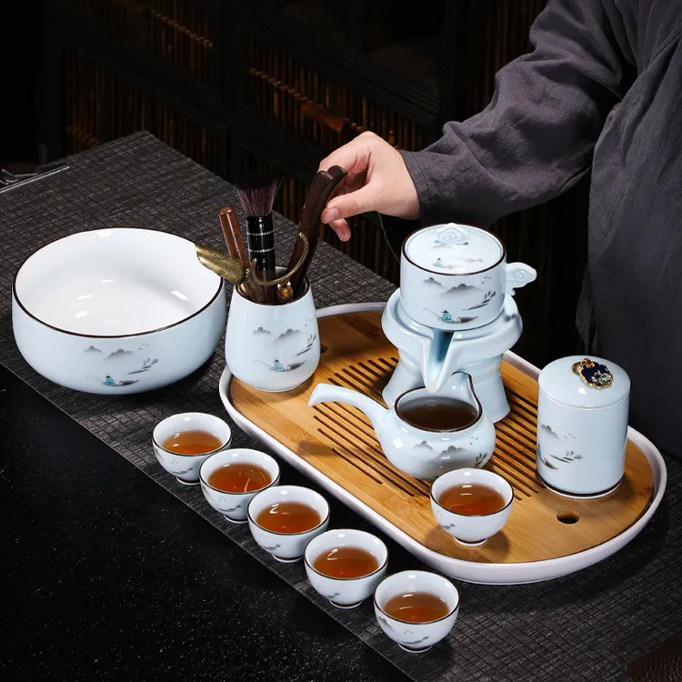 青瓷自动专用茶具套装家用懒人泡茶神器网红高端全套功夫瓷盖碗