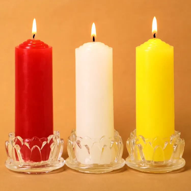 圆柱蜡烛停电家庭用照明无烟蜡烛红白黄色加粗圆柱节日长效耐燃烧