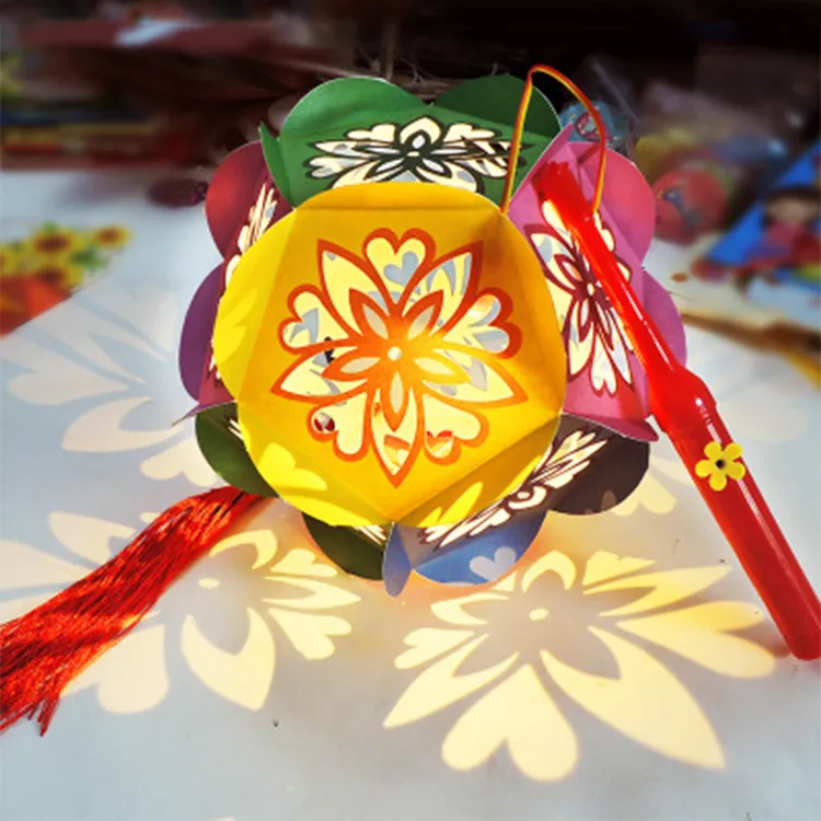 中秋节非遗彩球灯笼diy材料包 幼儿园小学生镂空发光手工花灯灯谜