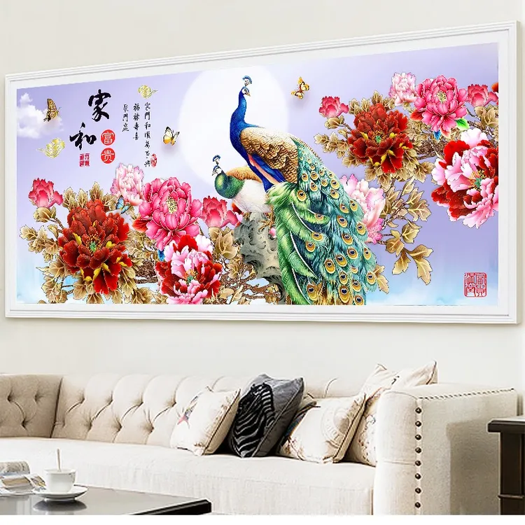 DC/蒂彩满钻钻石花开富贵孔雀手工十字绣钻石画网红爆款客厅寓意