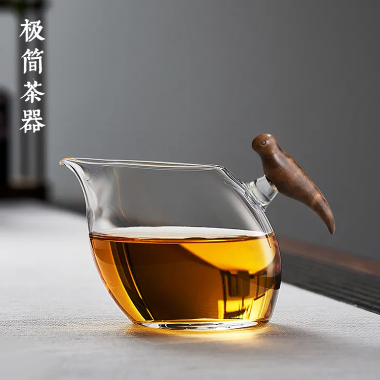 高档喜上眉梢玻璃公道杯加厚耐热单个匀杯日式茶具配件茶海分茶器