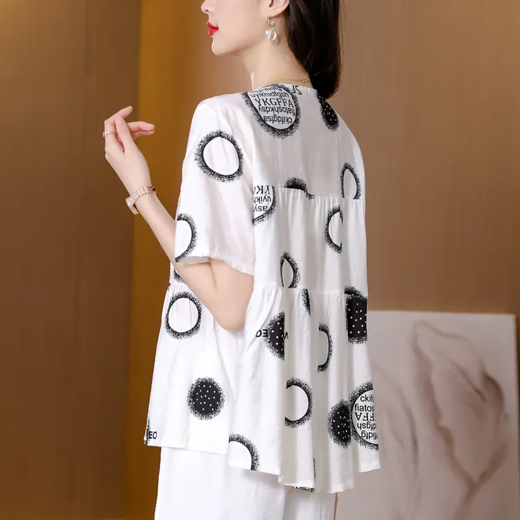 女装上衣显瘦洋气遮肉高端宽松衬衫短袖t恤女夏季遮肚子