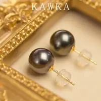 【兰姐推荐】绿野仙踪 天然海水大溪地黑珍珠耳钉简约大气9-10mm