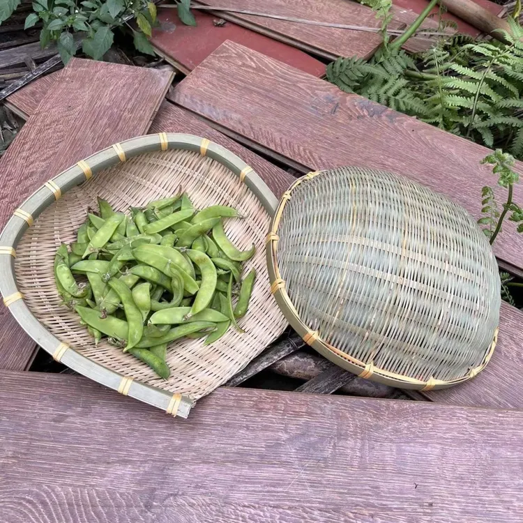 头层竹皮开口筲箕28厘米 圆形筲箕27厘米各一个