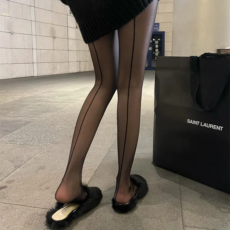 【午夜黑玫瑰】细高跟黑色丝袜裸感性感竖线高腰显瘦连裤袜