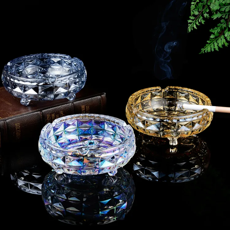 紫山竹轻奢酒店加厚烟灰缸水晶玻璃创意时尚北欧办公室客厅酒吧