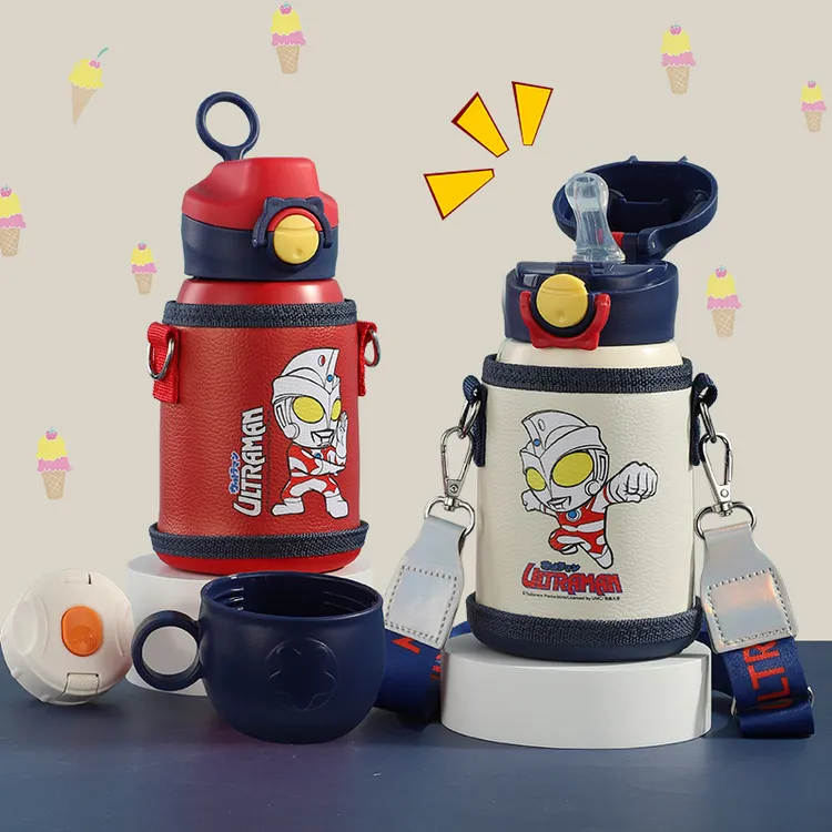 奥特曼儿童保温杯316不锈钢男孩水杯带吸管幼儿园小学生上学专用