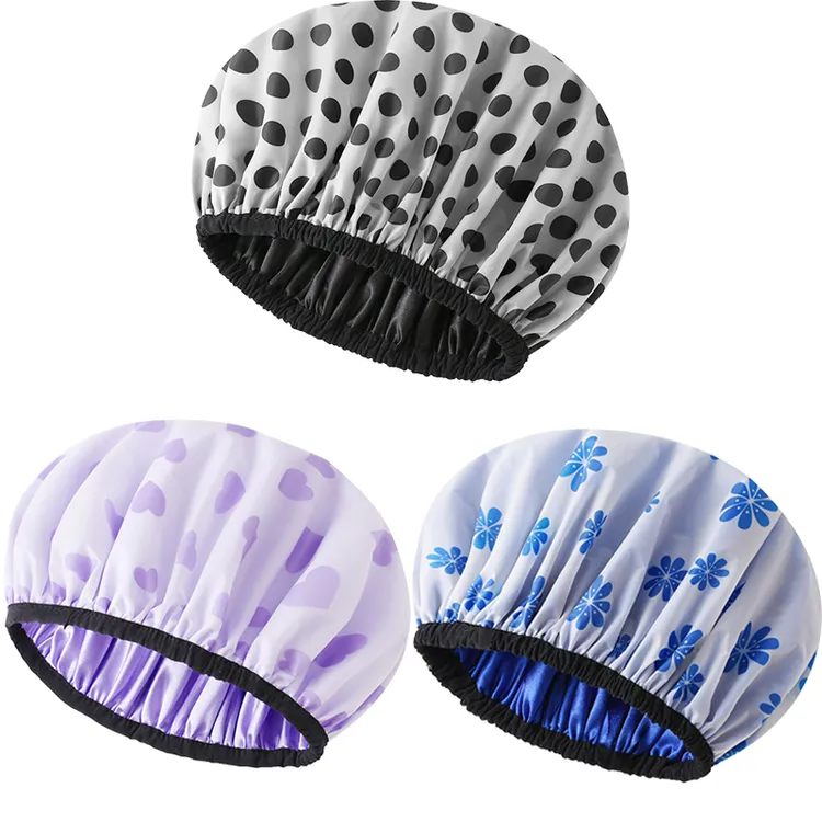 外层防水浴帽女2025新款时尚洗澡头罩双层加厚淋浴帽子家用油烟帽