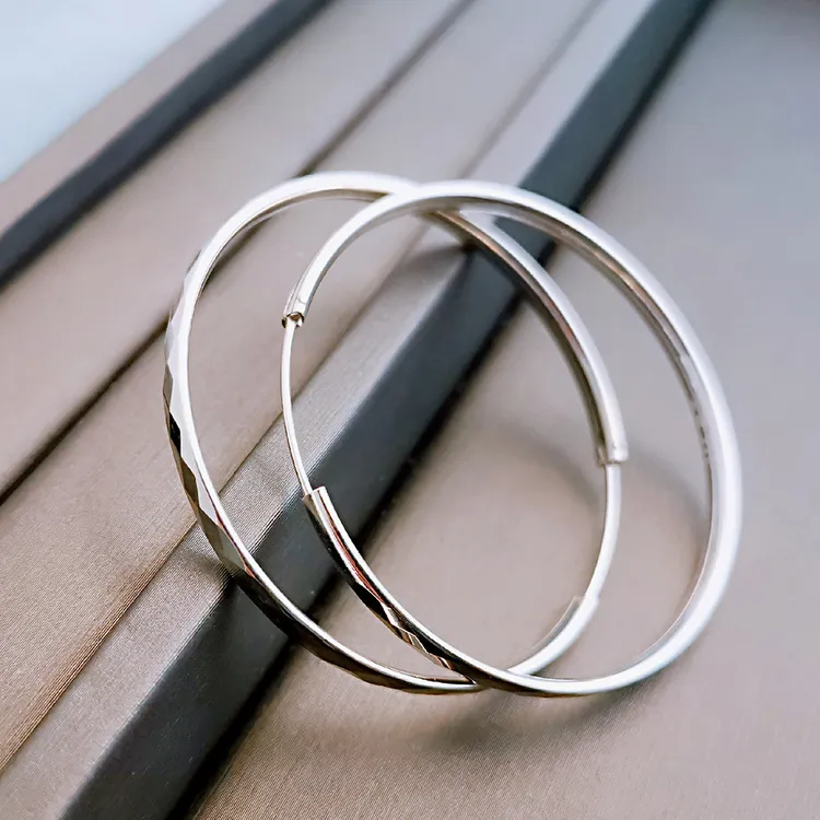 足银耳饰 银耳环999纯银女圆圈耳圈2024新款潮气质素圈女生