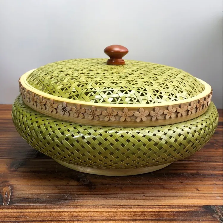 竹编制品竹编筐收纳篮子收纳筐复古储物盒茶具整理果篮客厅桌