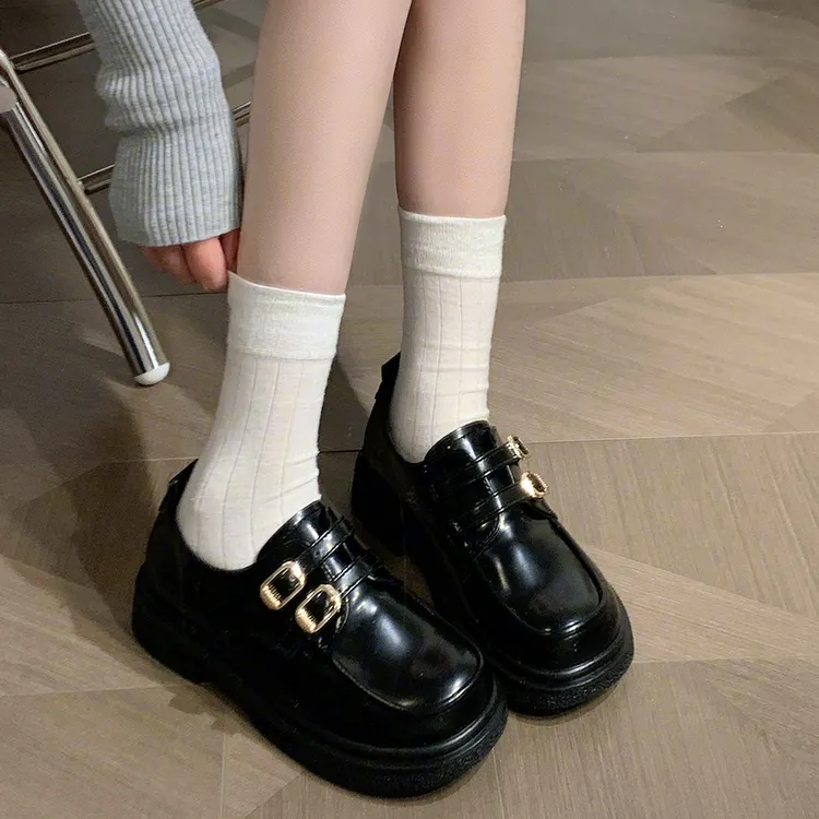 回力厚底乐福鞋女2025新款通勤百搭鞋子英伦风小皮鞋女春季单鞋女