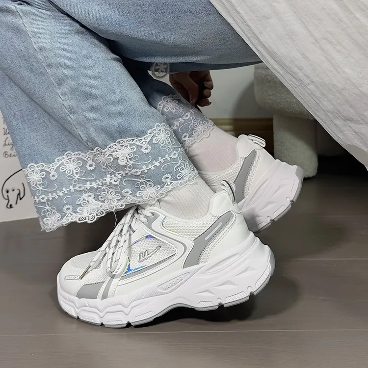 回力厚底白灰老爹鞋女2025夏季新款透气休闲鞋轻便港风运动鞋子女