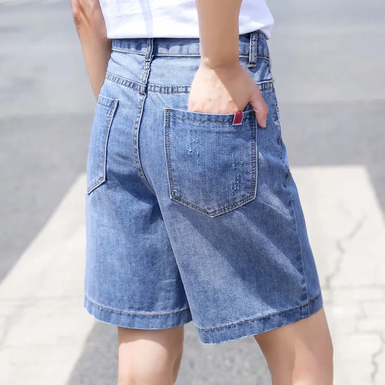 薄款牛仔短裤女2025年夏季新款韩版宽松高档五分直筒中裤高腰阔腿