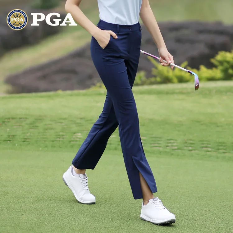 PGA 高尔夫裤子 修身显瘦 夏秋季女裤 防水球裤服饰 分衩裤脚长裤