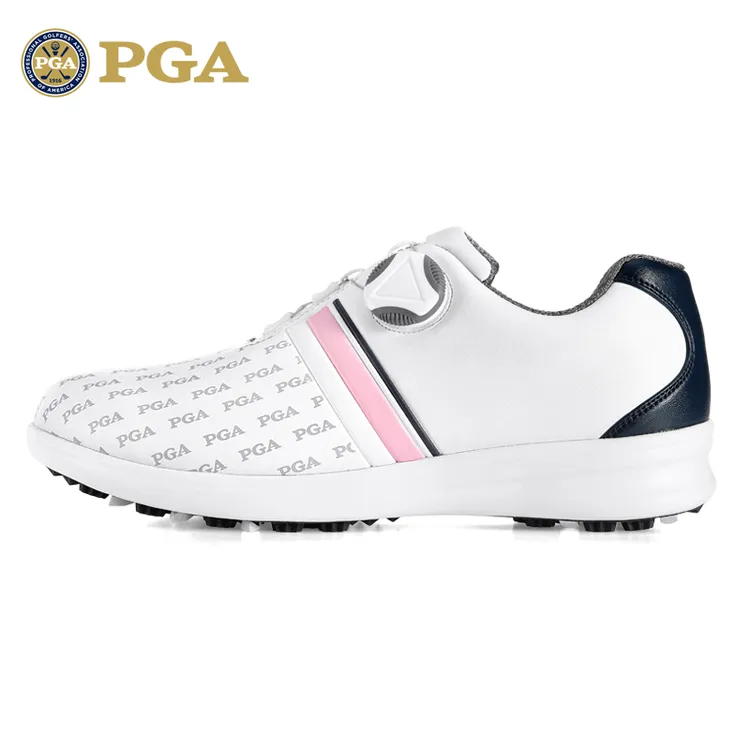 美国PGA 高尔夫球鞋 女士防水鞋子 旋转鞋带运动鞋 防滑鞋钉休闲