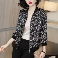 【圈圈】夹克短洋气女士女士百搭棒球服夏季印花时尚妈妈装开衫