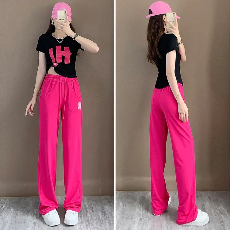 新款广场舞服装网红炸街运动风套装休闲直腿裤时尚显瘦韩版套装SL