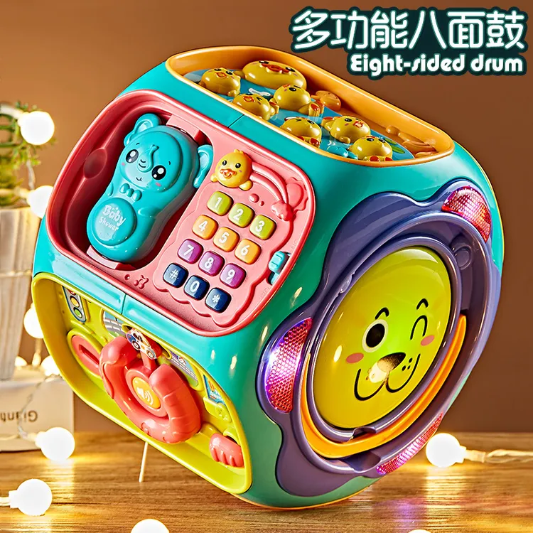 婴儿手拍鼓儿童拍拍早教益智0-1岁6-12个月宝宝玩具音乐八面鼓
