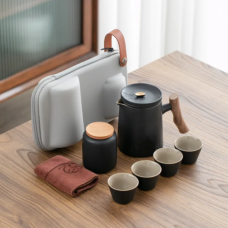 陶瓷快客杯一壶四杯泡茶器户外便携旅行茶具小套装快客杯带茶叶罐