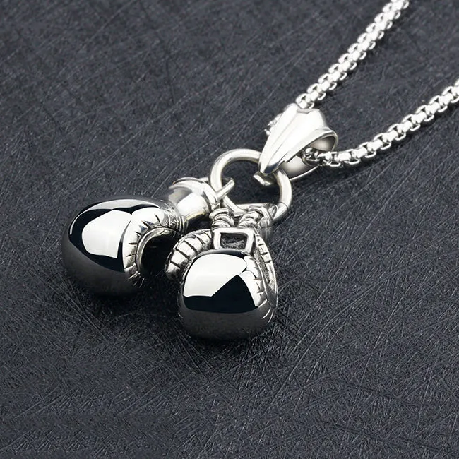 健身拳套拳击男士项链吊坠潮轻奢钛钢饰品欧美风配饰潮牌个性百搭