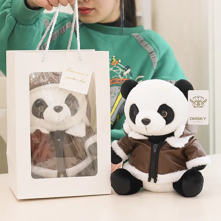 哆萌正版皮衣飞行员大熊猫公仔毛绒玩具生日礼物可爱玩偶送女朋友
