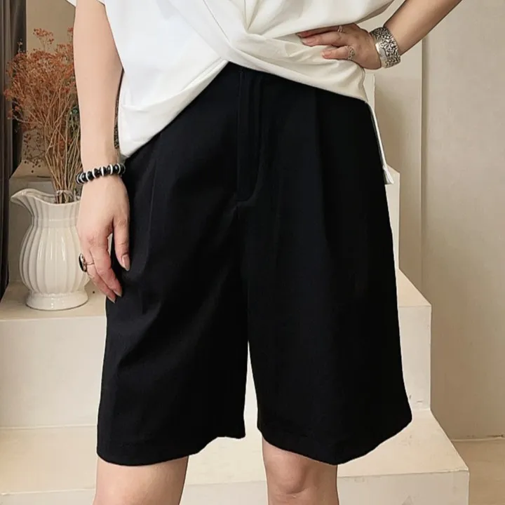 【雨田短裤】五分短裤女2024春夏季高腰垂感五分裤女款爆款2025新款