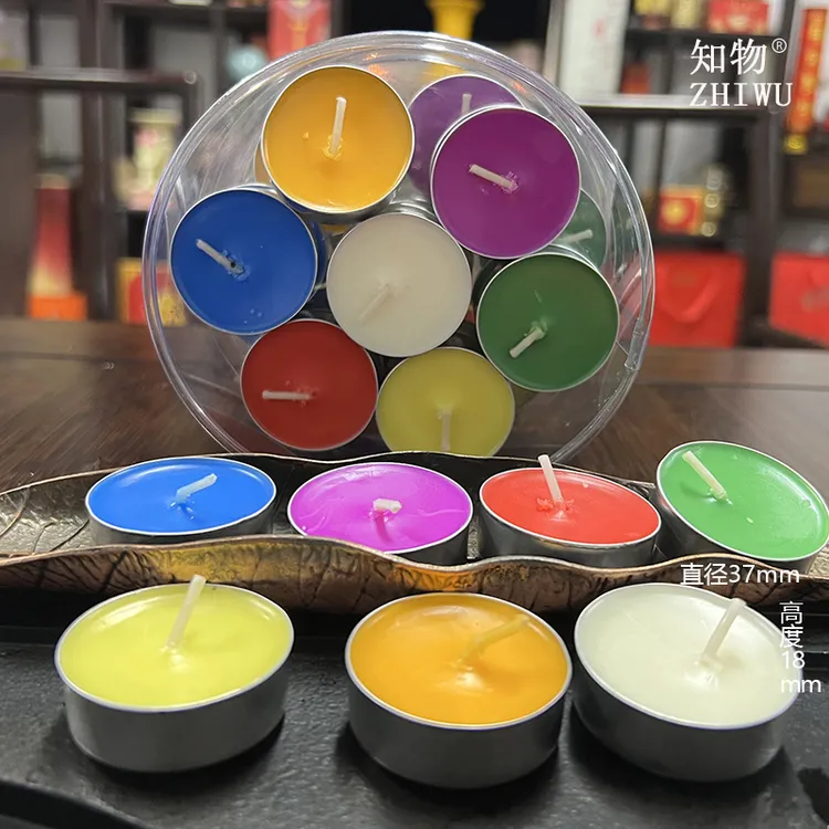 七彩28粒4小时酥油灯无烟蜡烛装扮浪漫摆造型112粒七种色铝壳