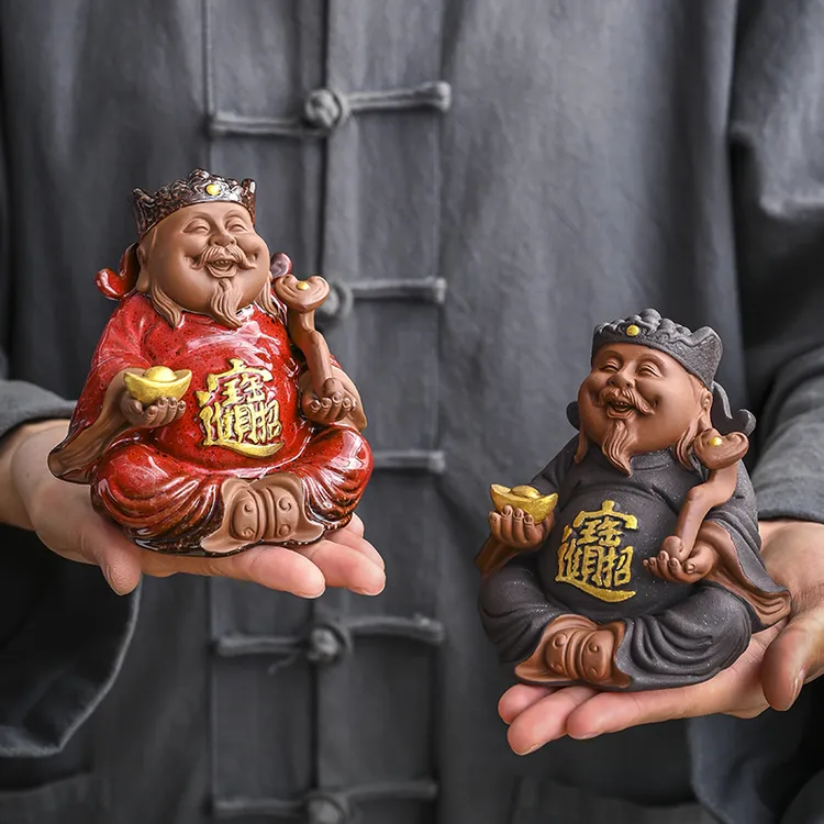 新中式财神爷佛像陶瓷摆件客厅玄关店铺茶具茶台茶玩配件家用送礼