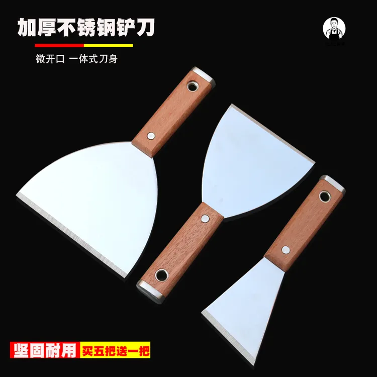 加厚油灰刀日式斜口铲刀不锈钢开刃铲刀腻子抹刀保洁铲广告煎铲子